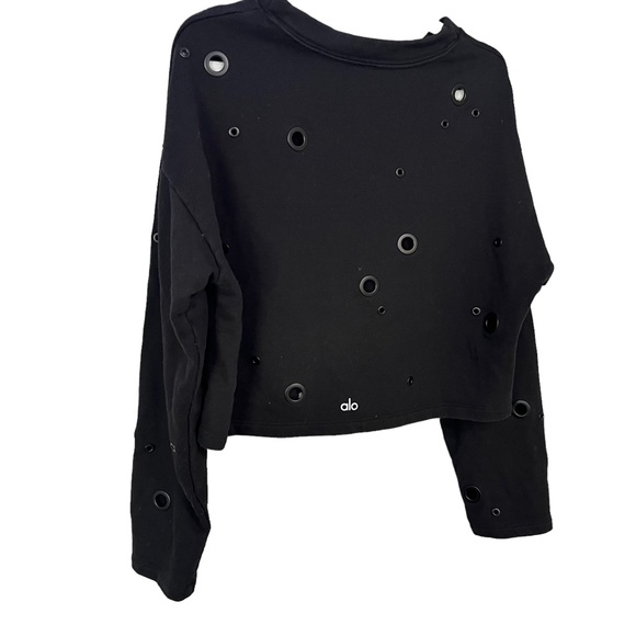 Alo Yoga CADENCE PULLOVER - black cropped sweatshirt Size M - Picture 5 of 6